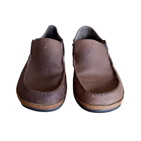 Olukai Men's Moloa Brown Leather Slip On Shoes Size 10 Loafers Boat Shoes - Picture 4 of 11